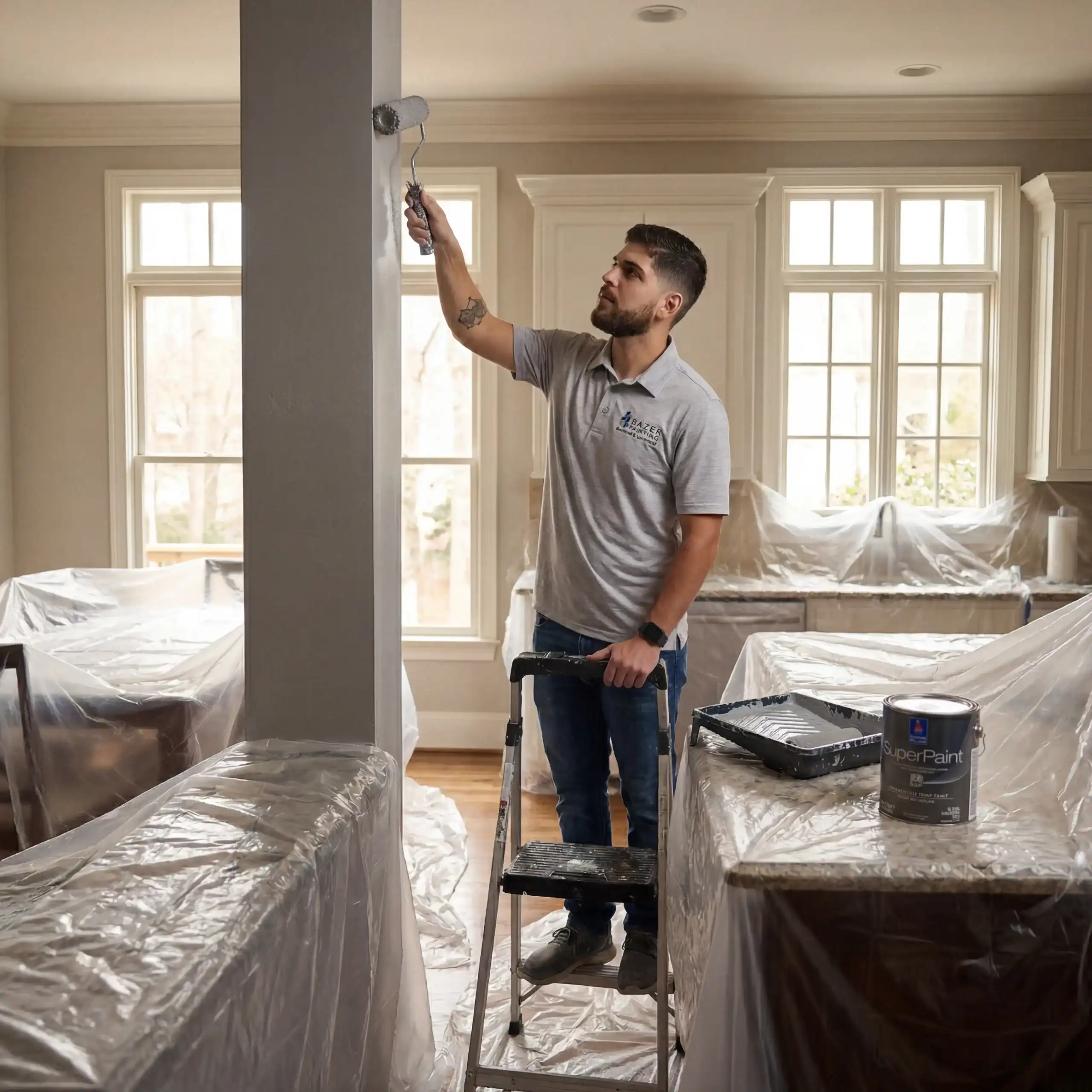 Interior painter applying fresh paint inside a Sandy Springs, GA home