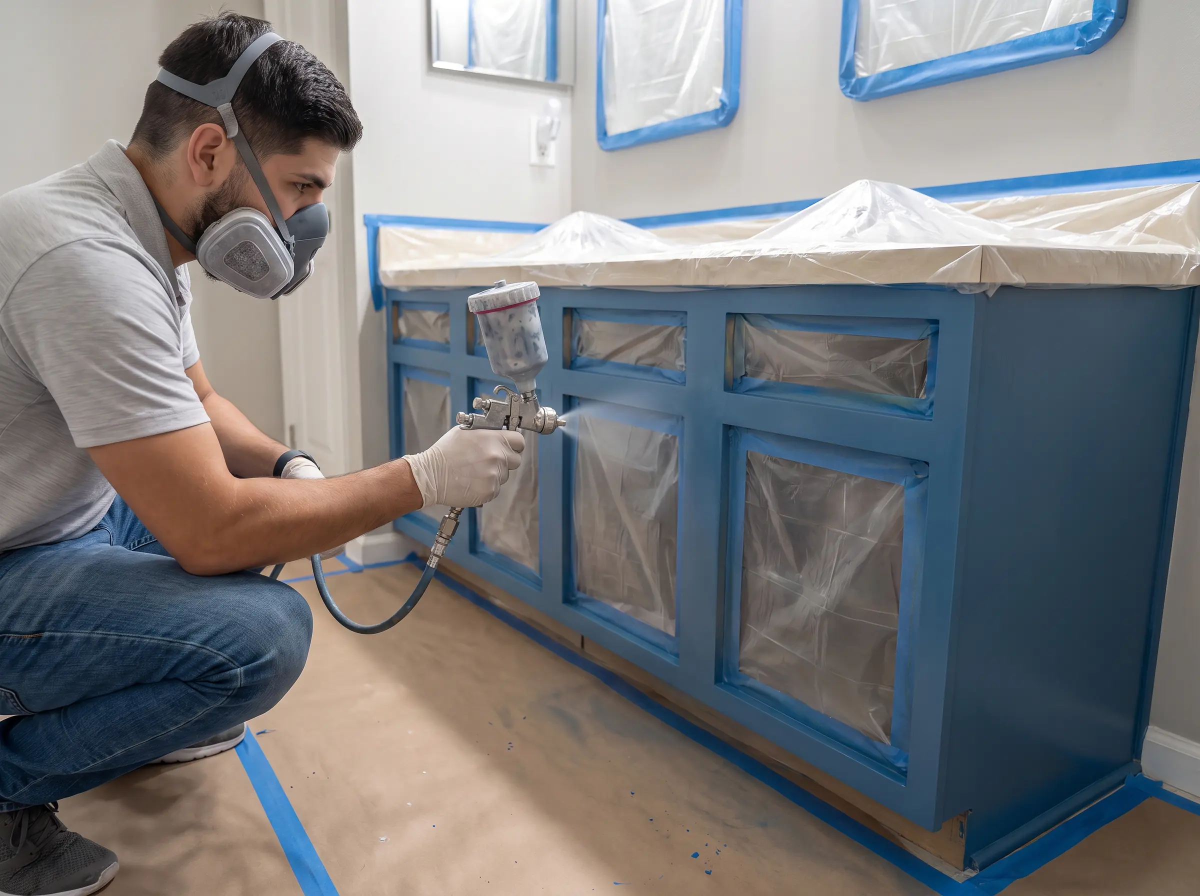Professional bathroom cabinet refinishing service