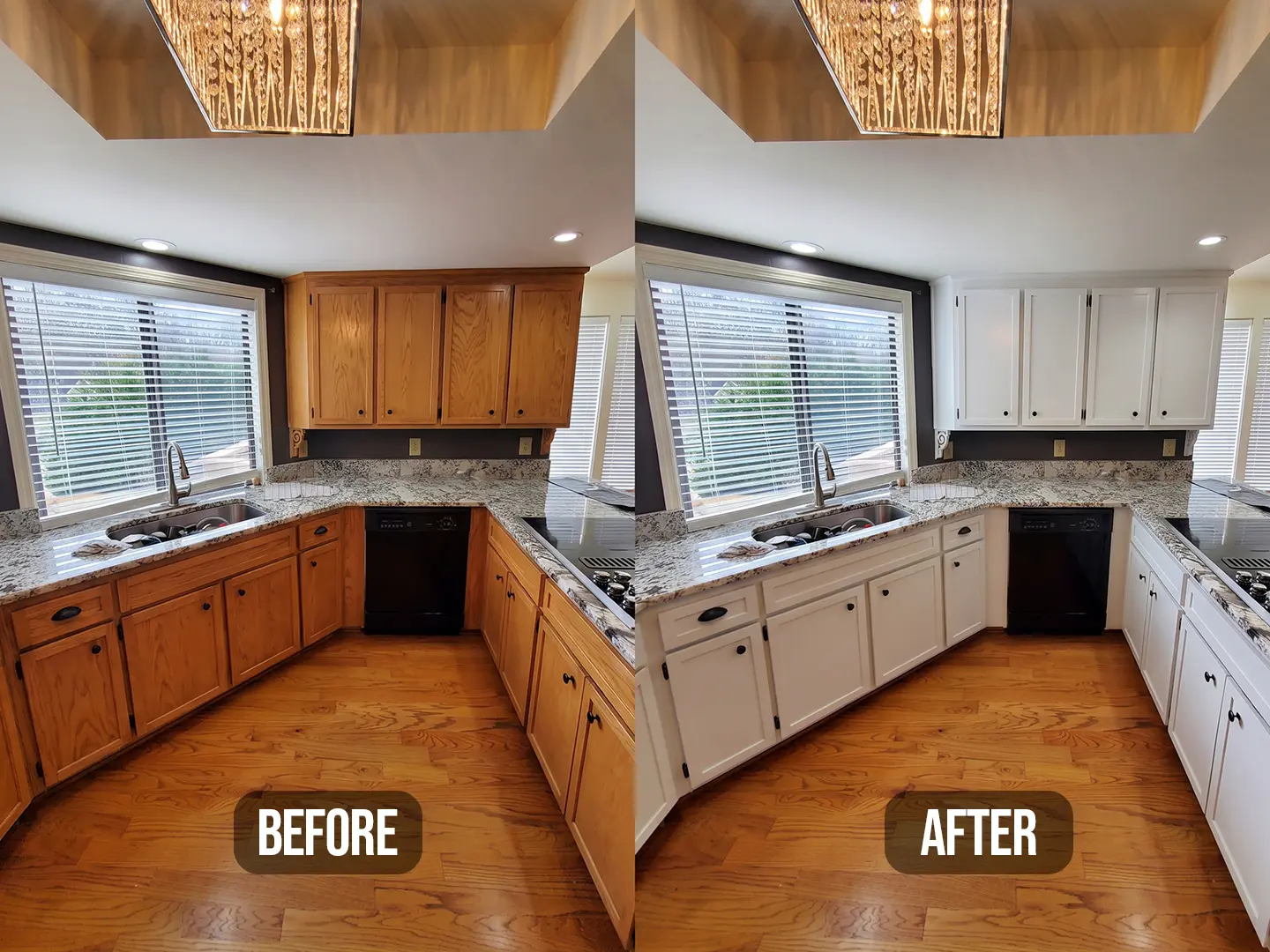 Refinished kitchen cabinets for a customer in Alpharetta, Georgia