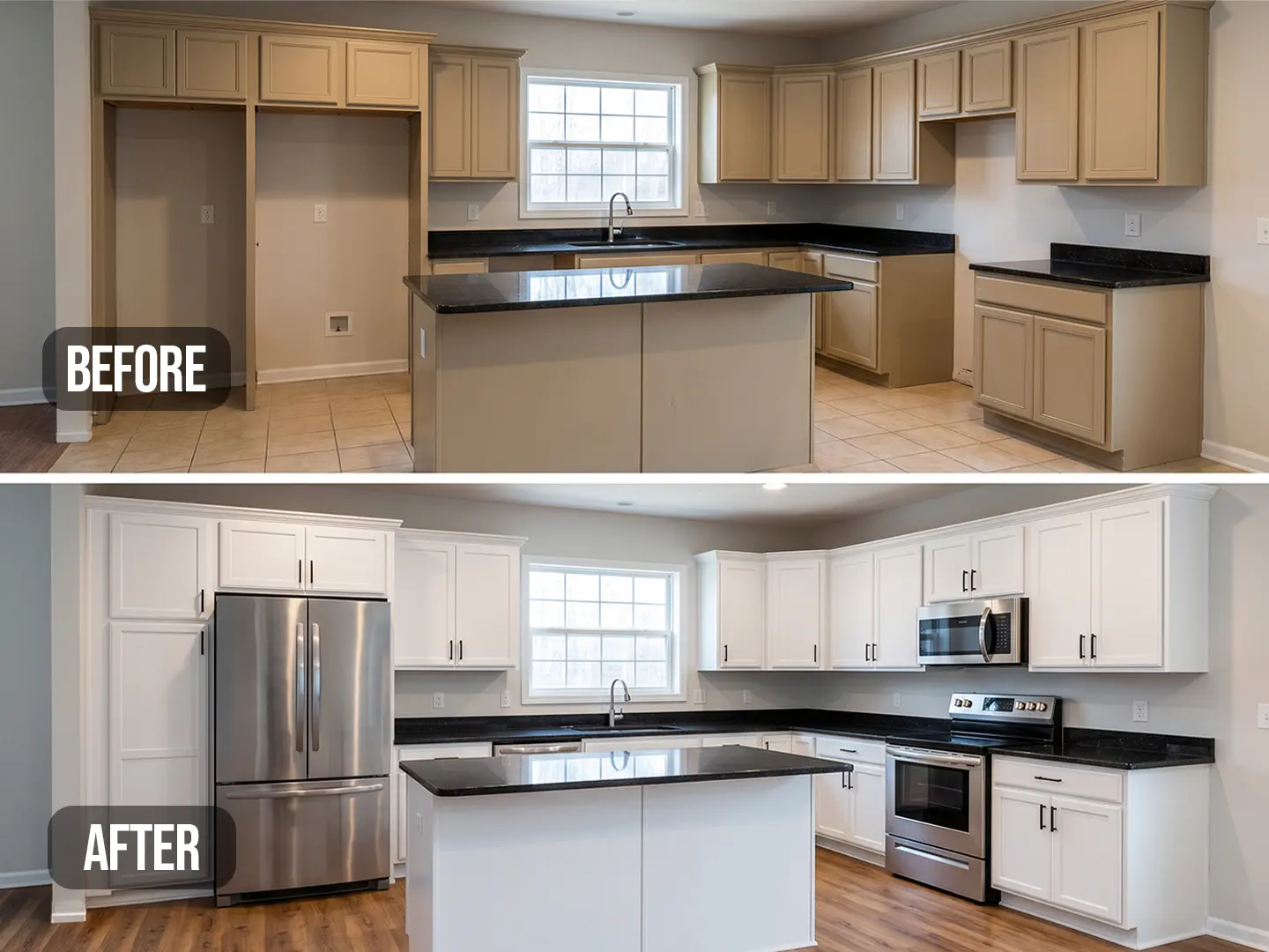 Kitchen cabinet refinishing project in Sandy Springs, Georgia